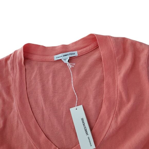 NWT James Perse Standard V-Neck Coral Tee Size 0 - Picture 5 of 7
